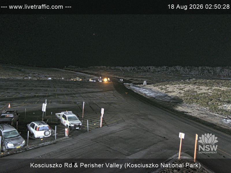 Perisher Perisher Valley Car Park Road snow cam captured at 18 August 2026 at 2:50 am AEST
