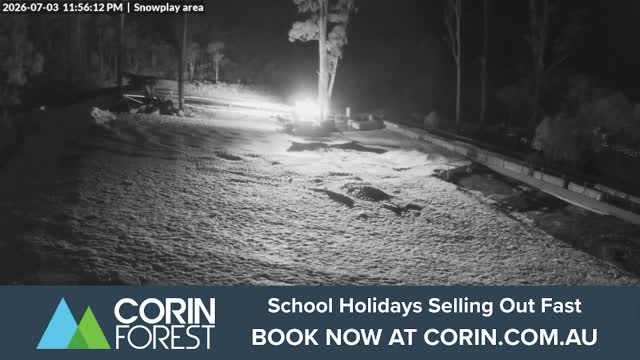 Corin Forest Snowplay Area Live snow cam captured at 3 July 2026 at 11:56 pm AEST