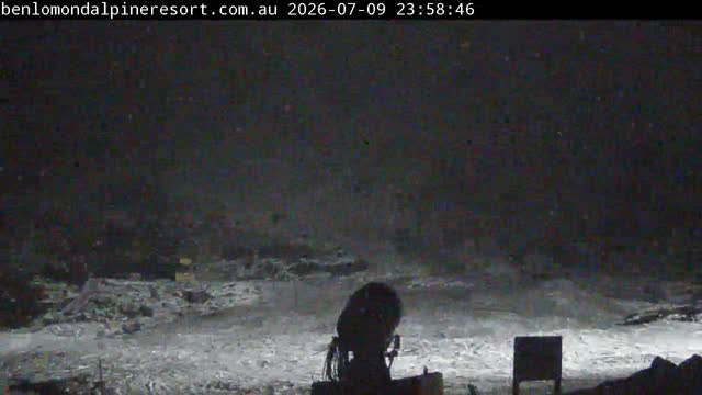 Ben Lomond Summit / Front Valley snow cam captured at 9 July 2026 at 11:59 pm AEST