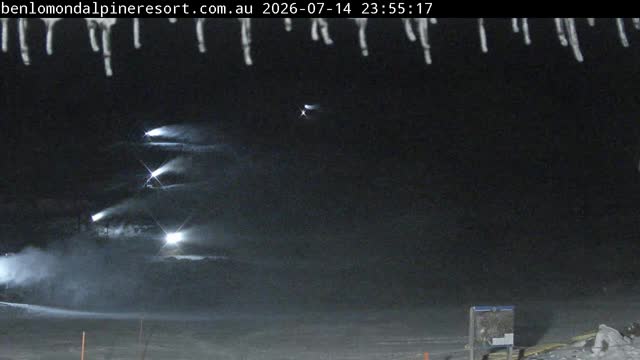 Ben Lomond Summit / Front Valley snow cam captured at 14 July 2026 at 11:55 pm AEST