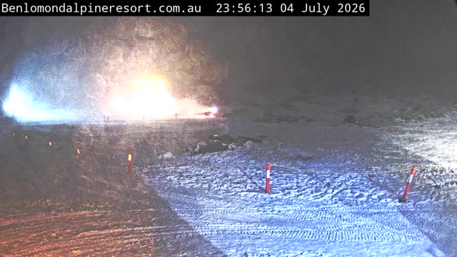 Ben Lomond Toboggan Area / Village Poma snow cam captured at 4 July 2026 at 11:56 pm AEST