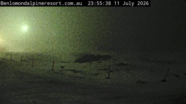 Ben Lomond Toboggan Area / Village Poma snow cam captured at 11 July 2026 at 11:56 pm AEST