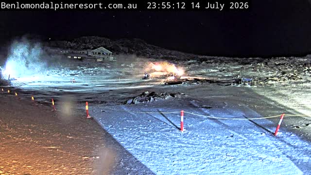 Ben Lomond Toboggan Area / Village Poma snow cam captured at 14 July 2026 at 11:55 pm AEST
