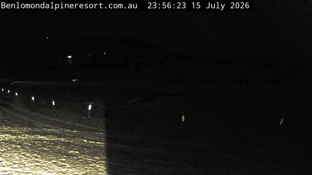 Ben Lomond Toboggan Area / Village Poma snow cam captured at 15 July 2026 at 11:56 pm AEST