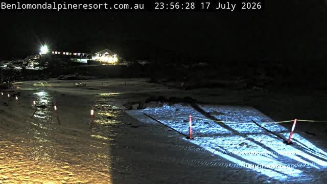 Ben Lomond Toboggan Area / Village Poma snow cam captured at 17 July 2026 at 11:56 pm AEST