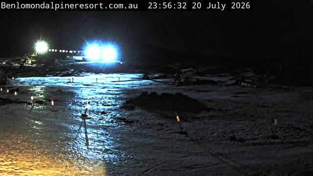 Ben Lomond Toboggan Area / Village Poma snow cam captured at 20 July 2026 at 11:56 pm AEST