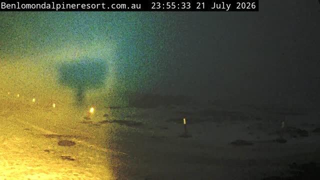 Ben Lomond Toboggan Area / Village Poma snow cam captured at 21 July 2026 at 11:55 pm AEST
