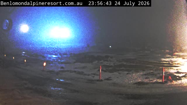 Ben Lomond Toboggan Area / Village Poma snow cam captured at 24 July 2026 at 11:57 pm AEST