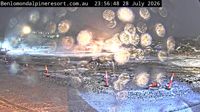 Ben Lomond Toboggan Area / Village Poma snow cam captured at 28 July 2026 at 11:57 pm AEST