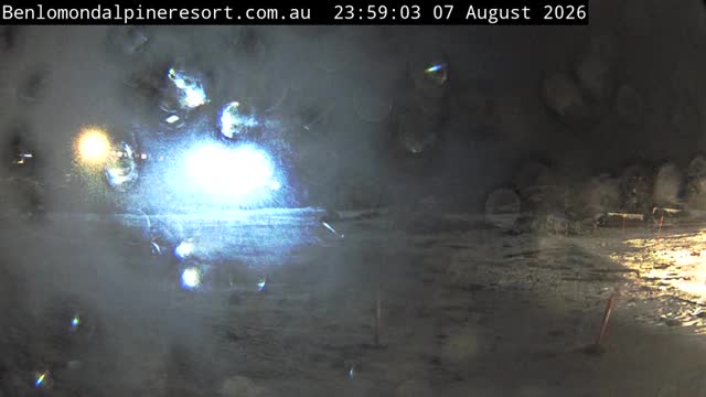 Ben Lomond Toboggan Area / Village Poma snow cam captured at 7 August 2026 at 11:59 pm AEST