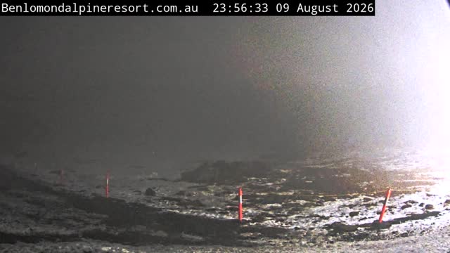 Ben Lomond Toboggan Area / Village Poma snow cam captured at 9 August 2026 at 11:56 pm AEST