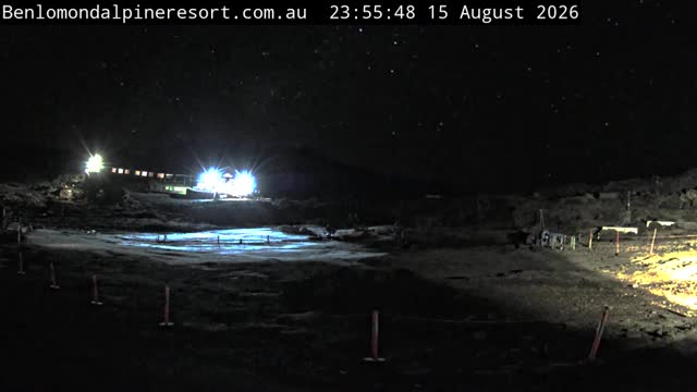Ben Lomond Toboggan Area / Village Poma snow cam captured at 15 August 2026 at 11:56 pm AEST
