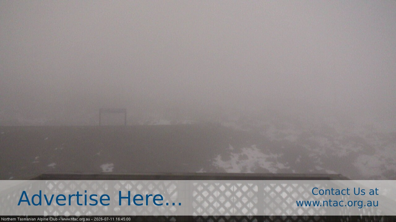 Ben Lomond NTAC Top Slopes snow cam captured at 11 July 2026 at 4:57 pm AEST