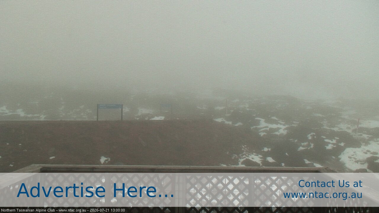 Ben Lomond NTAC Top Slopes snow cam captured at 21 July 2026 at 1:06 pm AEST