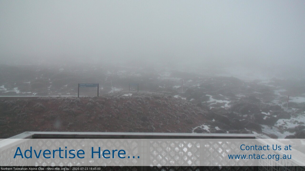 Ben Lomond NTAC Top Slopes snow cam captured at 23 July 2026 at 8:16 pm AEST