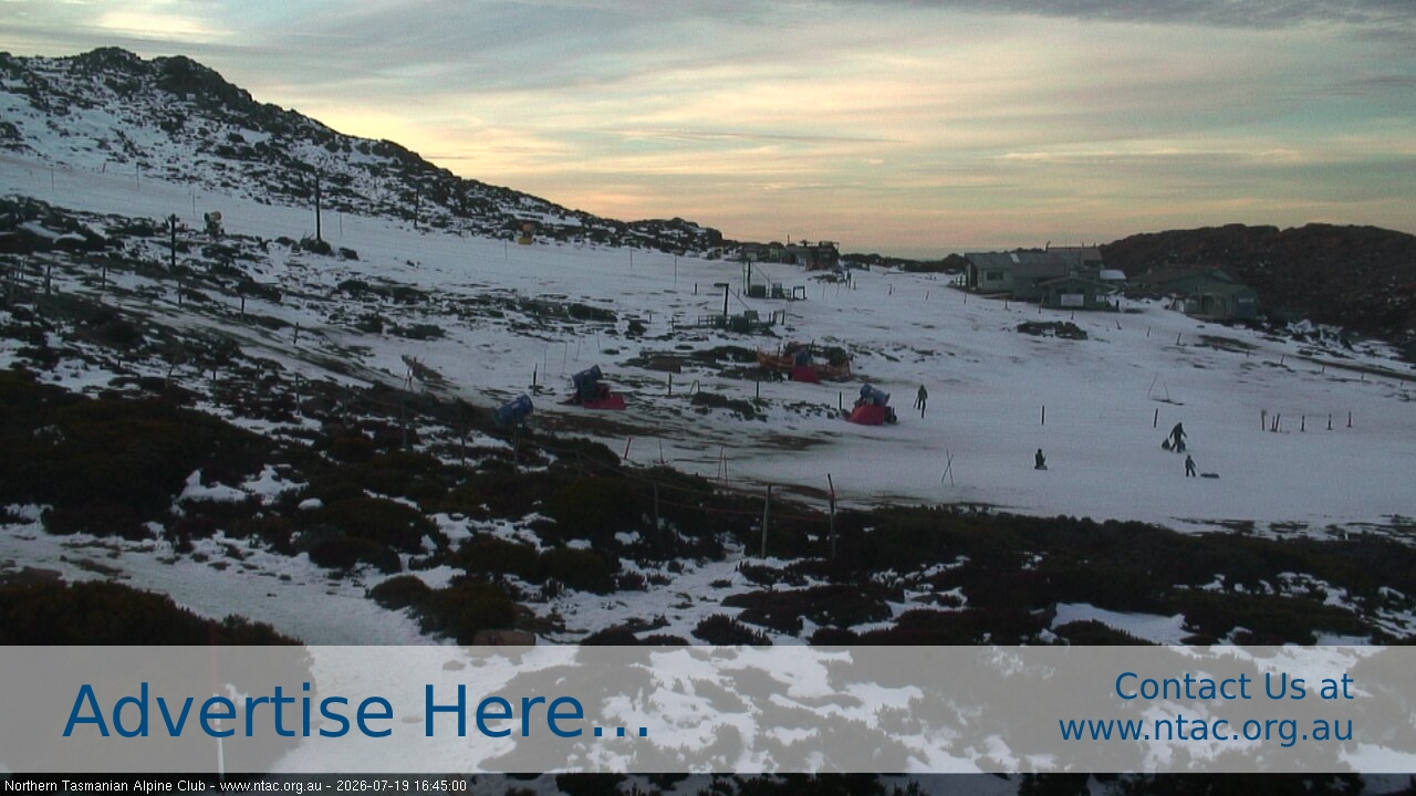 Ben Lomond NTAC Front Slopes snow cam captured at 19 July 2026 at 4:47 pm AEST