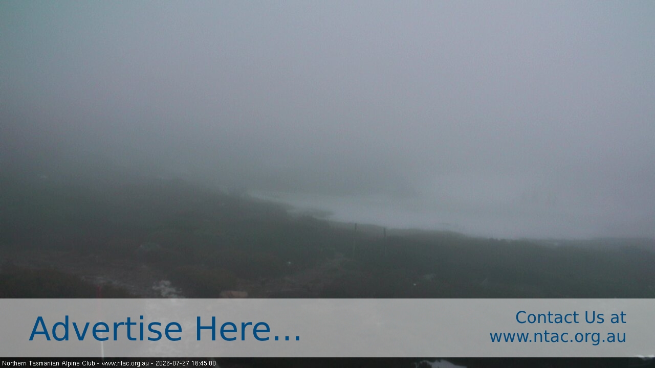 Ben Lomond NTAC Front Slopes snow cam captured at 27 July 2026 at 4:48 pm AEST
