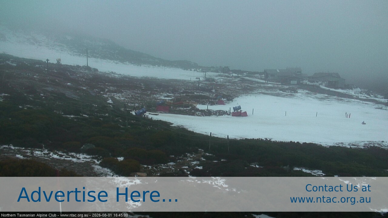 Ben Lomond NTAC Front Slopes snow cam captured at 1 August 2026 at 4:50 pm AEST