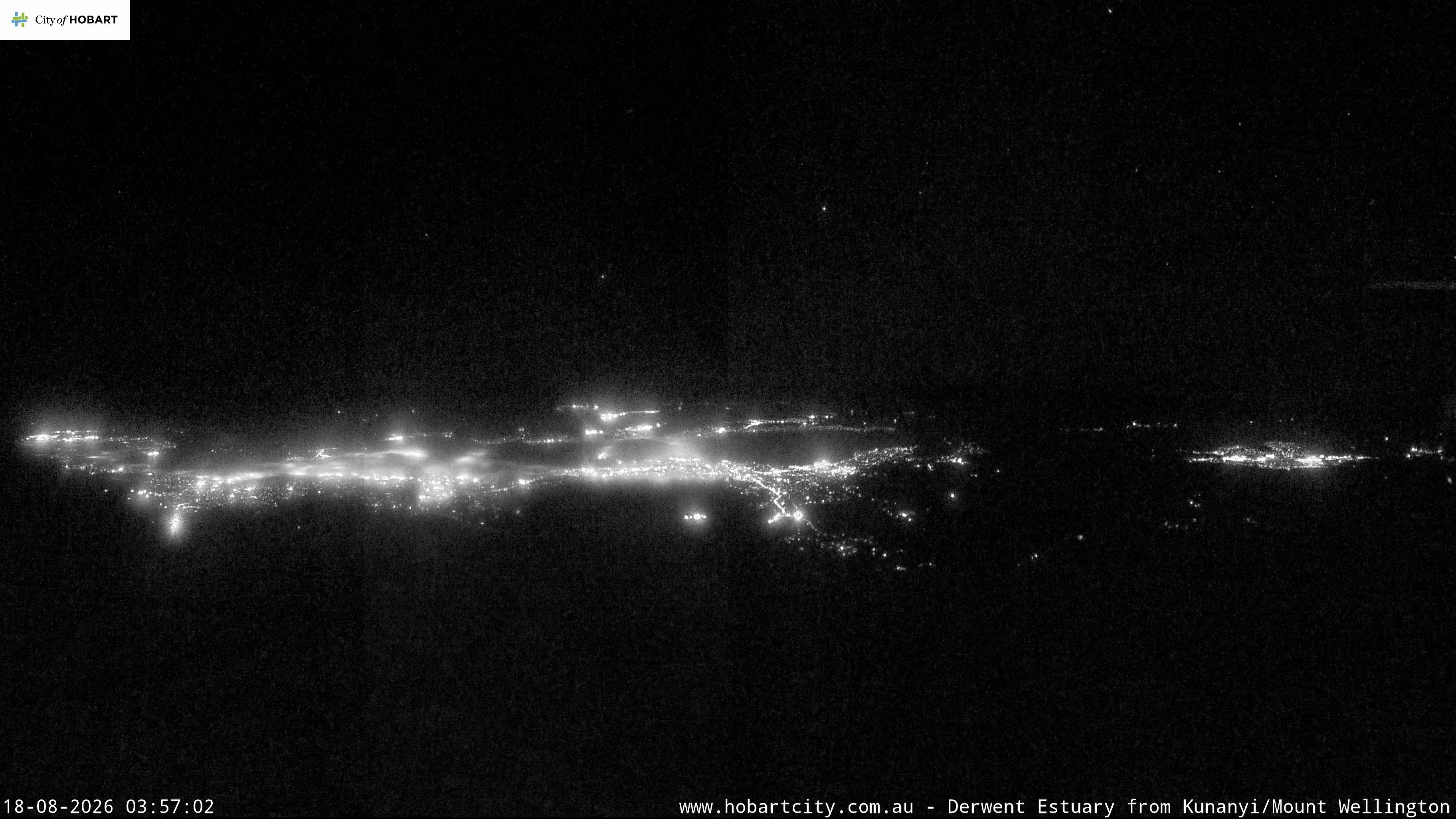 kunanyi / Mt Wellington latest representative frame captured at 18 August 2026 at 3:57 am AEST