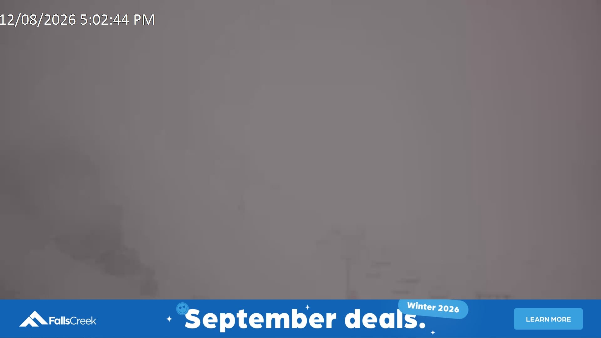Falls Creek Scott Chair (Top) snow cam captured at 12 August 2026 at 5:16 pm AEST
